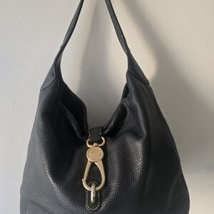 Dooney & Bourke Dark Navy Hobo Bag with Gold Hardware Pink Interior